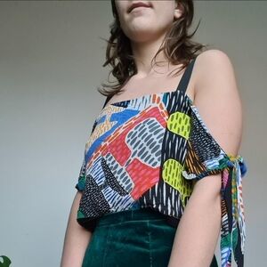 Nwot Multicolor Abstract Crop Top